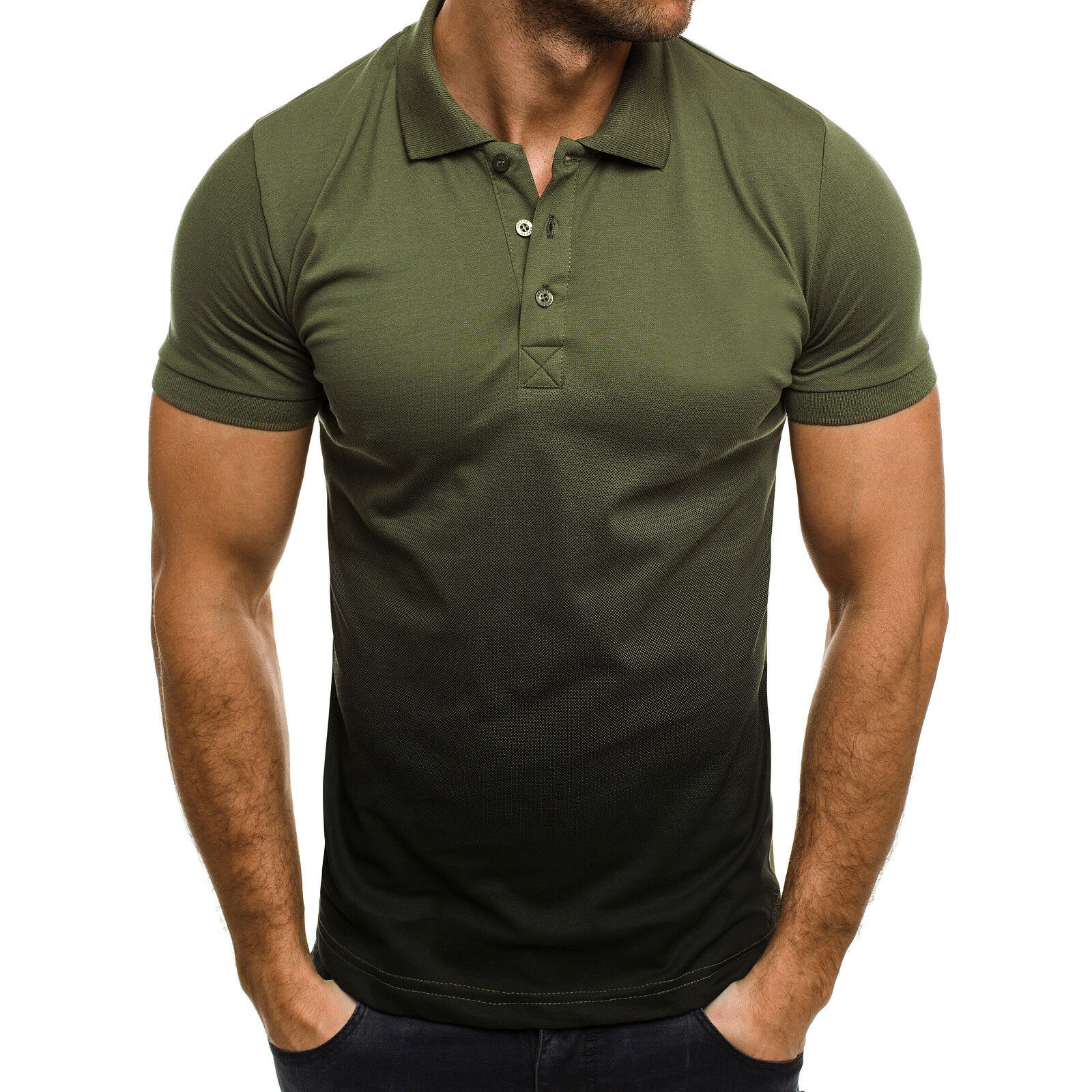 3D Gradient Short-Sleeved Polo Shirt (6)