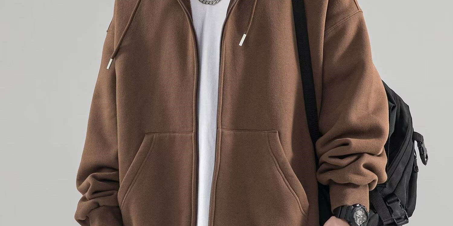 Men’s Solid Color Autumn Winter Zip Hoodie – Stylish and Comfortable