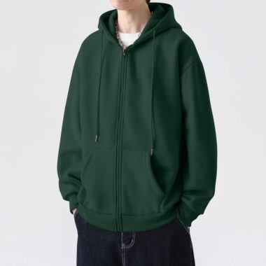 Men’s Solid Color Autumn Winter Zip Hoodie – Stylish and Comfortable