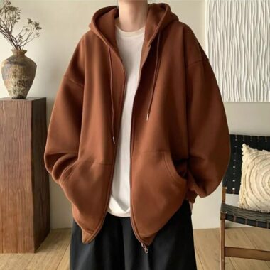 Plain Casual Fashion Zip Hoodie – Minimalist & Comfortable