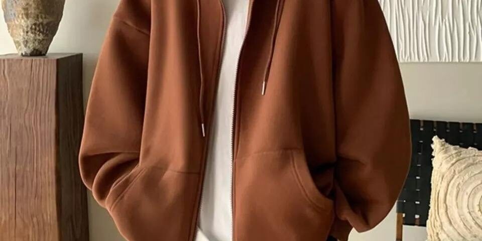 Plain Casual Fashion Zip Hoodie – Minimalist & Comfortable