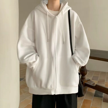 Plain Casual Fashion Zip Hoodie – Minimalist & Comfortable