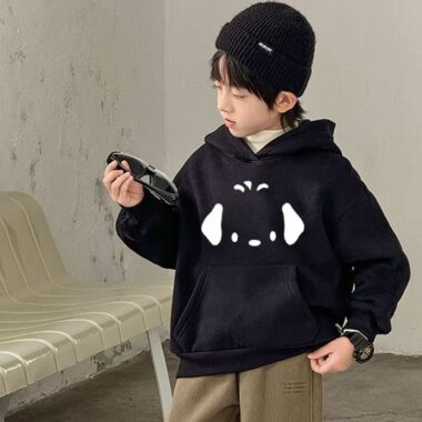 Thick fleece cotton cartoon unisex winter kids hoodie
