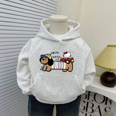 HelloKitty spring autumn cartoon fleece kids hoodie
