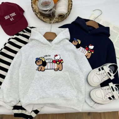 HelloKitty spring autumn cartoon fleece kids hoodie
