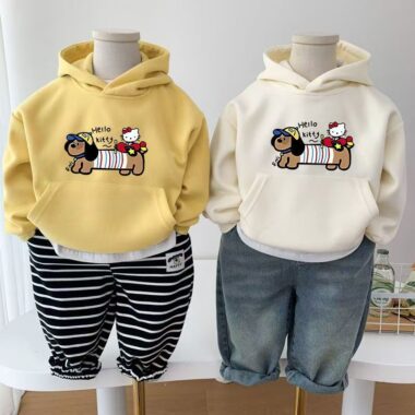 HelloKitty spring autumn cartoon fleece kids hoodie