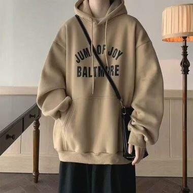Autumn winter loose American style letter print oversized hoodie