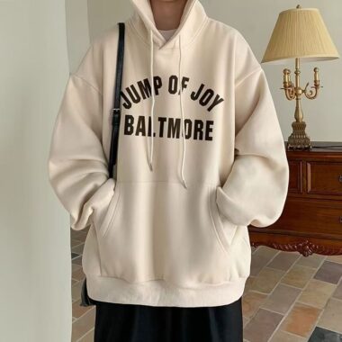 Autumn winter loose American style letter print oversized hoodie