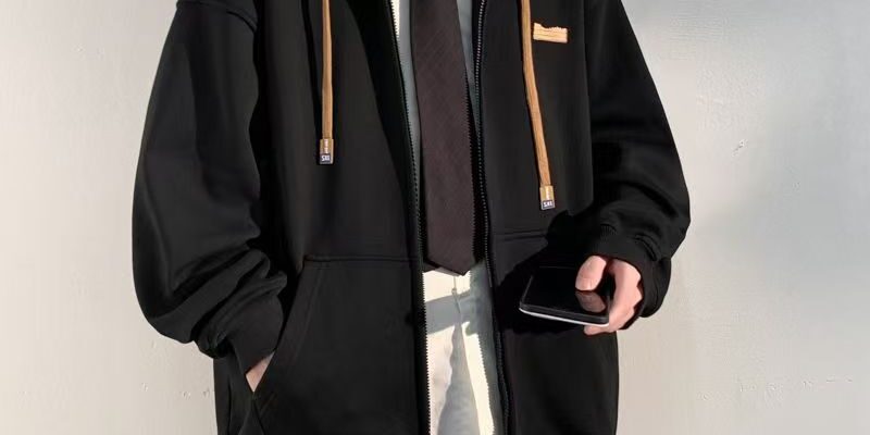 Loose versatile men’s autumn casual zip hoodie jacket