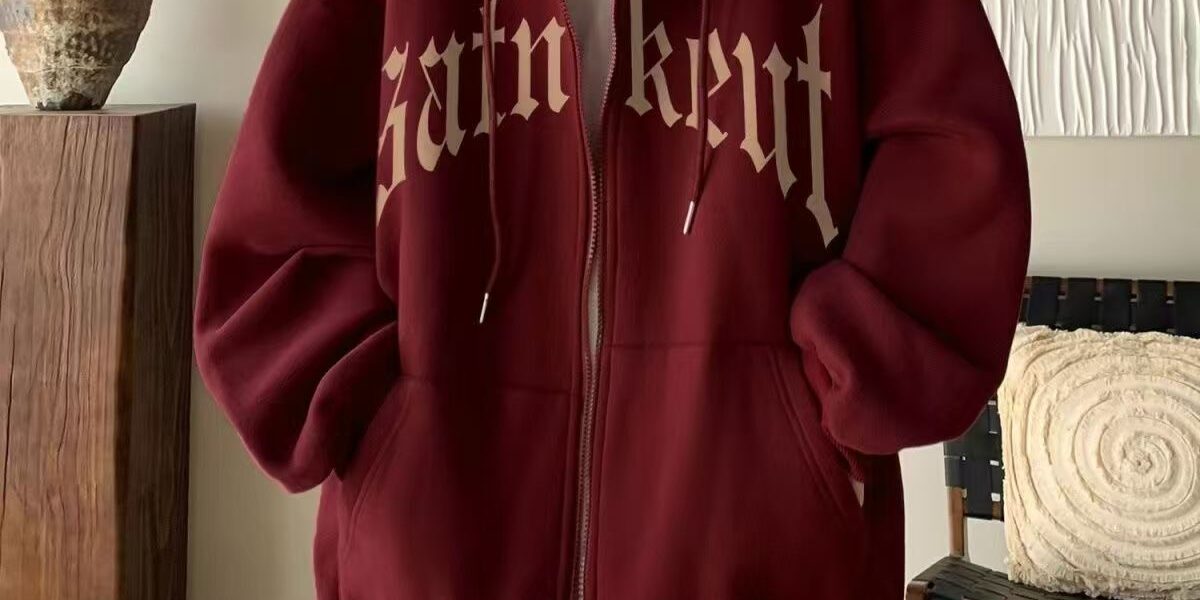 Thick fleece American casual letter print winter men’s zip hoodie