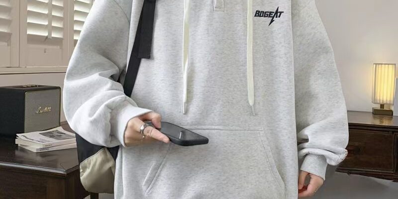 Thick stylish men’s autumn warm fleece pullover hoodie