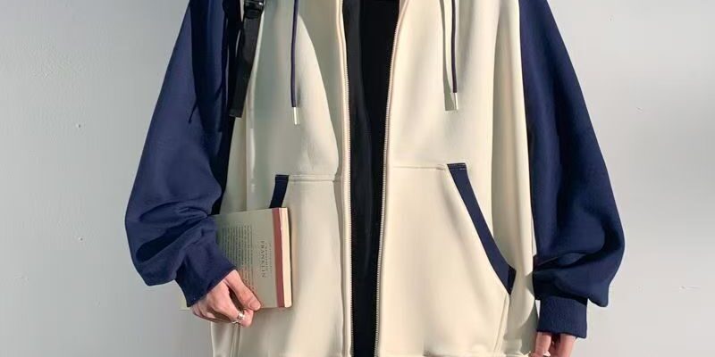 Loose trendy men’s autumn casual zip hoodie jacket