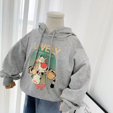 Thick cartoon warm autumn winter unisex fleece kids hoodie