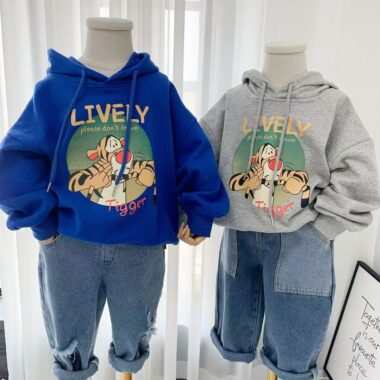 Thick cartoon warm autumn winter unisex fleece kids hoodie