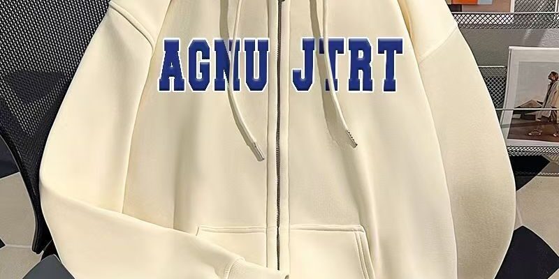 Loose unisex autumn winter letter print casual zip hoodie