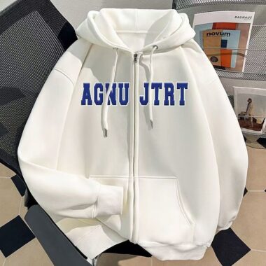 Loose unisex autumn winter letter print casual zip hoodie