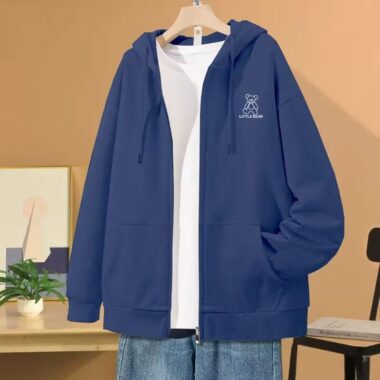 Vintage plus size unisex spring autumn loose zip hoodie