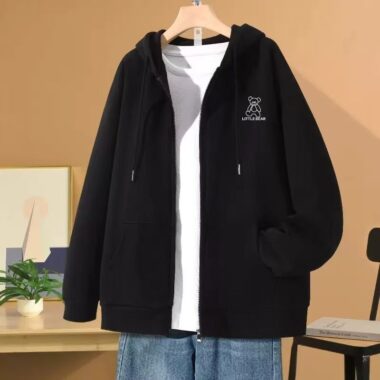 Vintage plus size unisex spring autumn loose zip hoodie