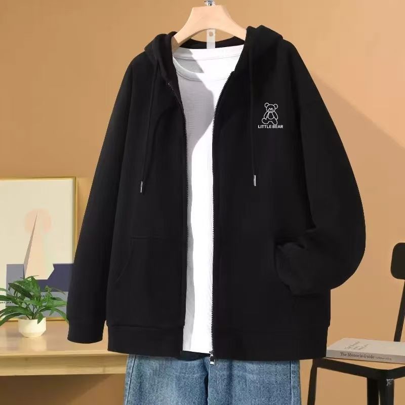 Vintage plus size unisex spring autumn loose zip hoodie