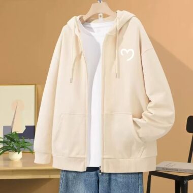 Vintage plus size unisex spring autumn loose zip hoodie