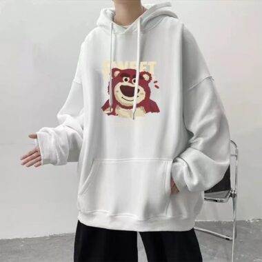 Loose vintage fleece men’s oversized hoodie warm winter