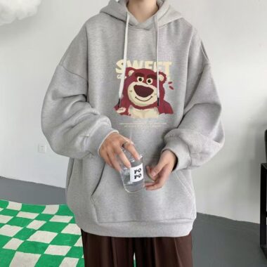 Loose vintage fleece men’s oversized hoodie warm winter