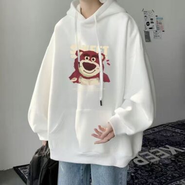 Loose vintage fleece men’s oversized hoodie warm winter