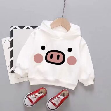 White spring autumn fashion hoodie for stylish kids wear