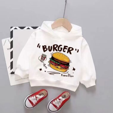 White spring autumn fashion hoodie for stylish kids wear
