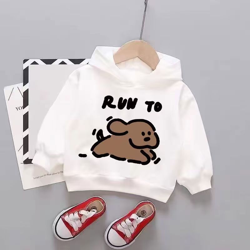 White spring autumn fashion hoodie for stylish kids wear