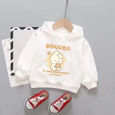 White spring autumn fashion hoodie for stylish kids wear