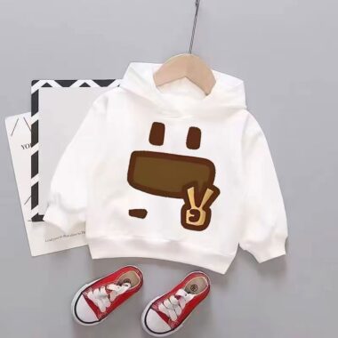 White spring autumn fashion hoodie for stylish kids wear
