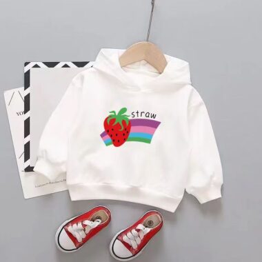 White spring autumn fashion hoodie for stylish kids wear