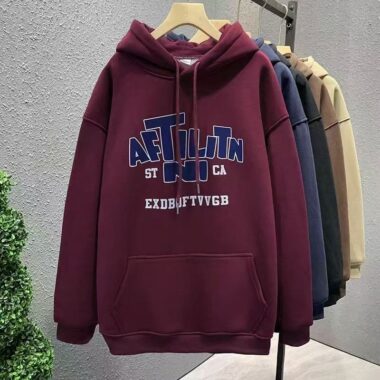 Loose fleece-lined cotton women’s spring autumn pullover hoodie