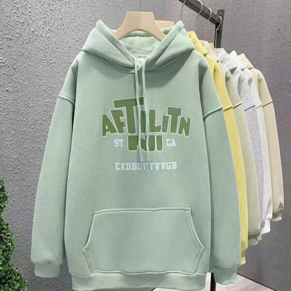 Loose fleece-lined cotton women’s spring autumn pullover hoodie