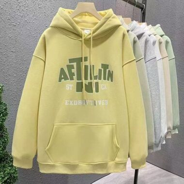 Loose fleece-lined cotton women’s spring autumn pullover hoodie