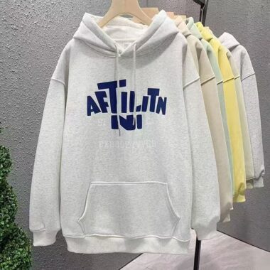 Loose fleece-lined cotton women’s spring autumn pullover hoodie