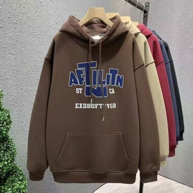 Loose fleece-lined cotton women’s spring autumn pullover hoodie