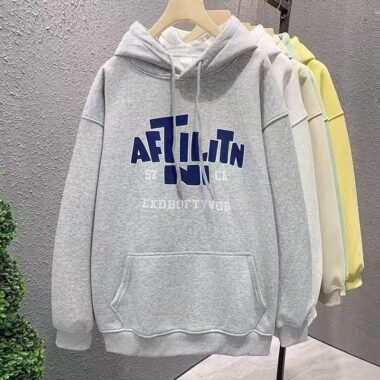 Loose fleece-lined cotton women’s spring autumn pullover hoodie