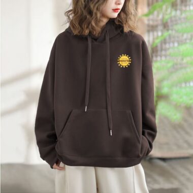 Cotton women’s spring autumn lightweight pullover hoodie