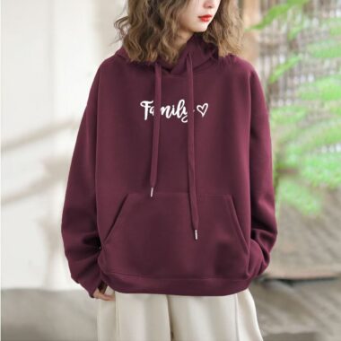 Cotton women’s spring autumn lightweight pullover hoodie