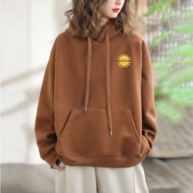 Cotton women’s spring autumn lightweight pullover hoodie