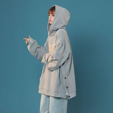 Plus size split hem loose women’s spring autumn oversized hoodie