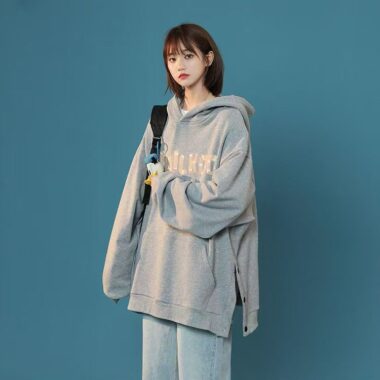 Plus size split hem loose women’s spring autumn oversized hoodie