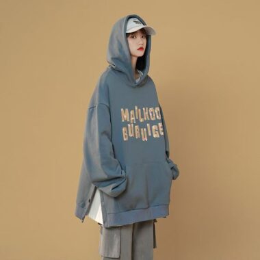 Plus size split hem loose women’s spring autumn oversized hoodie