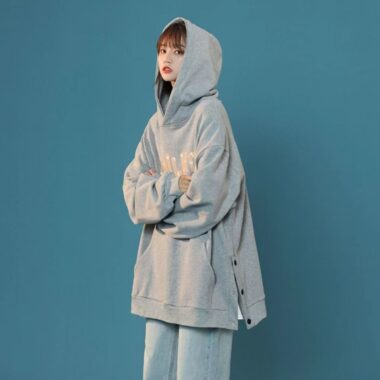 Plus size split hem loose women’s spring autumn oversized hoodie