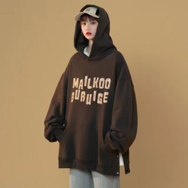 Plus size split hem loose women’s spring autumn oversized hoodie