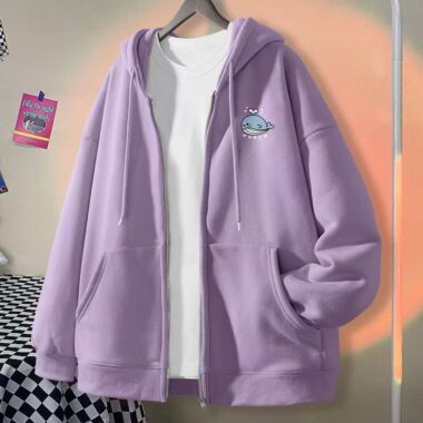 Solid lightweight women’s spring autumn zip hoodie