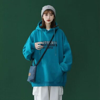 Thick loose women’s autumn winter oversized fleece hoodie