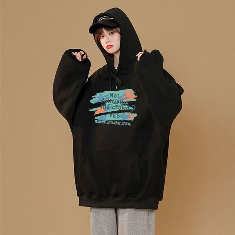 Loose thick warm winter women’s oversized fleece hoodie